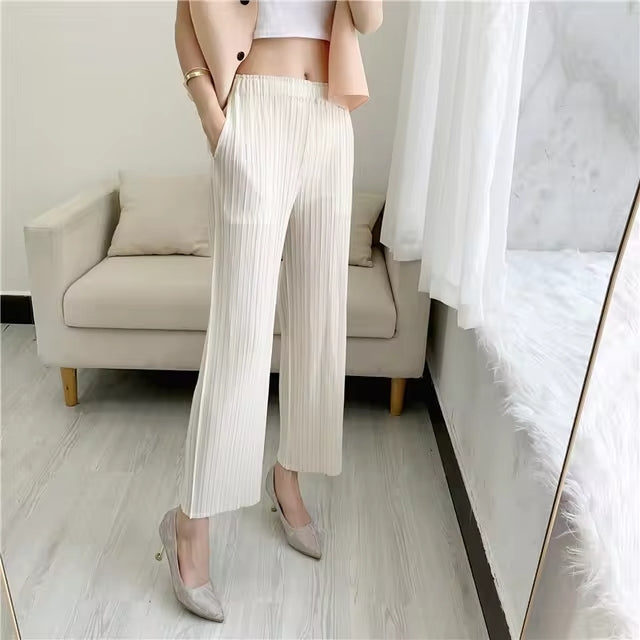 Elegant Straight Pleated Pants