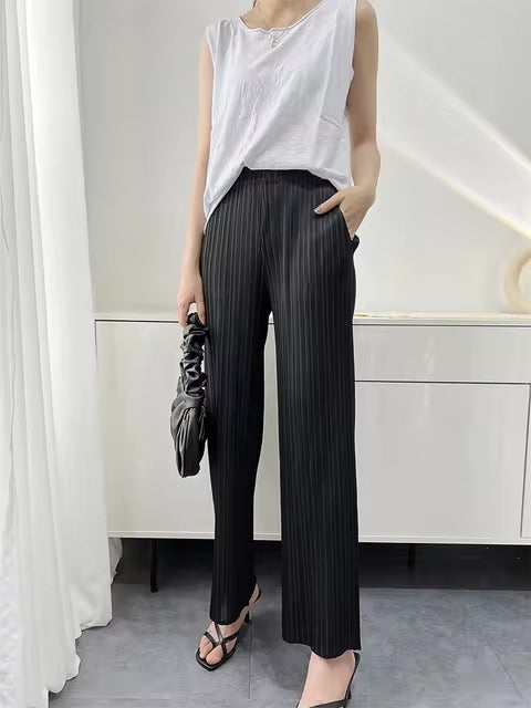 Elegant Straight Pleated Pants