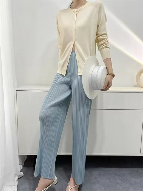 Elegant Straight Pleated Pants