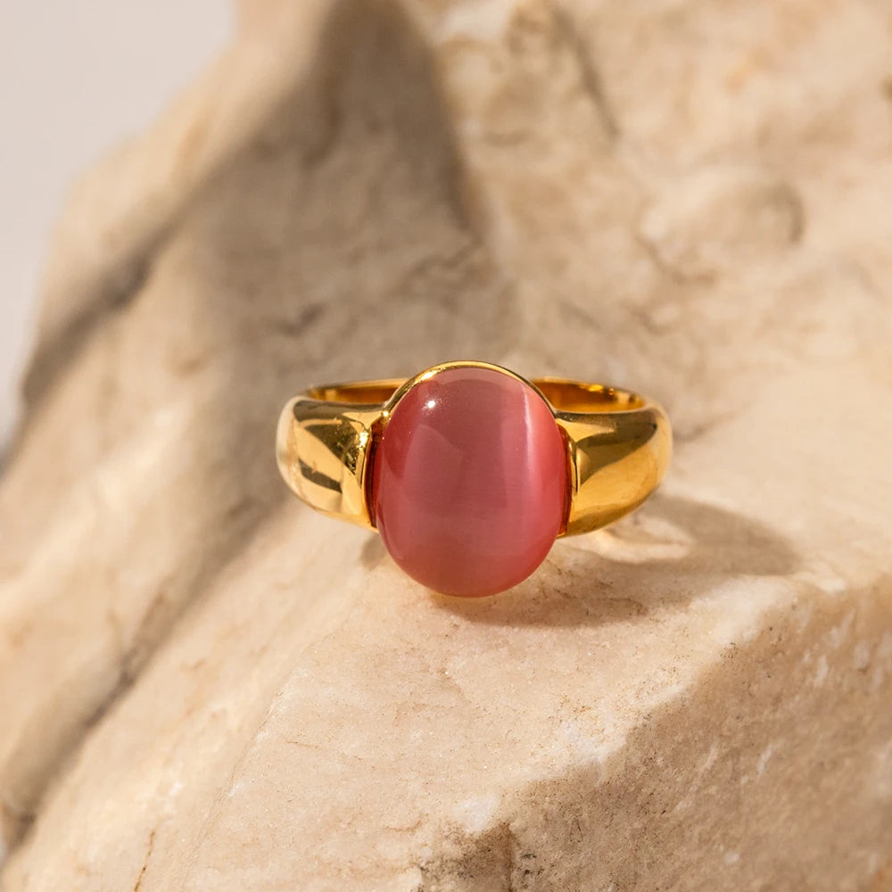 Pink Stone Opal Ring