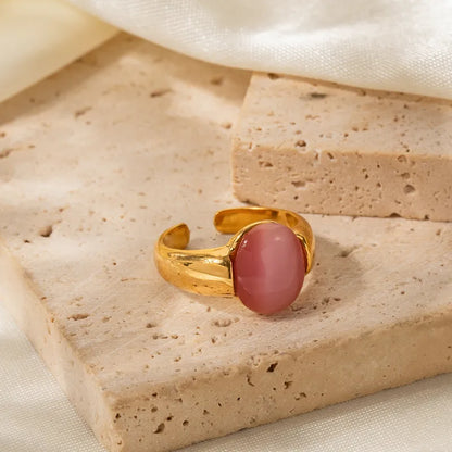 Pink Stone Opal Ring