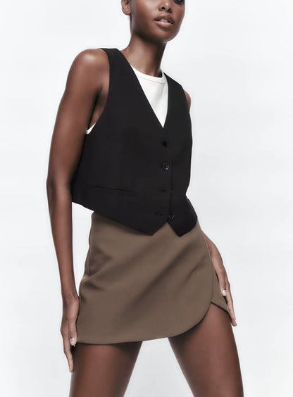 Asymmetric A- line High Waist Skorts