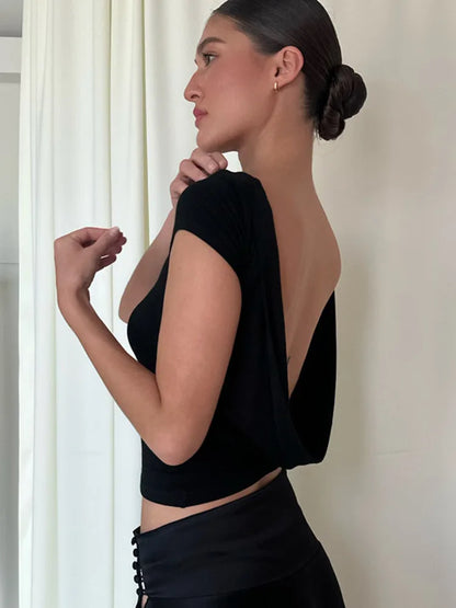 Backless Black Crop Top 