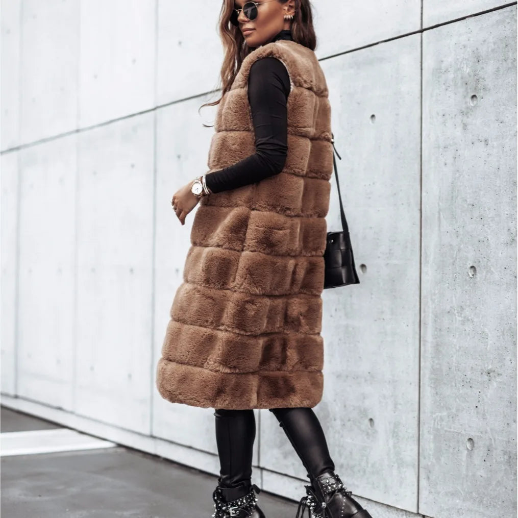 Fluffy Sleeveless Coat