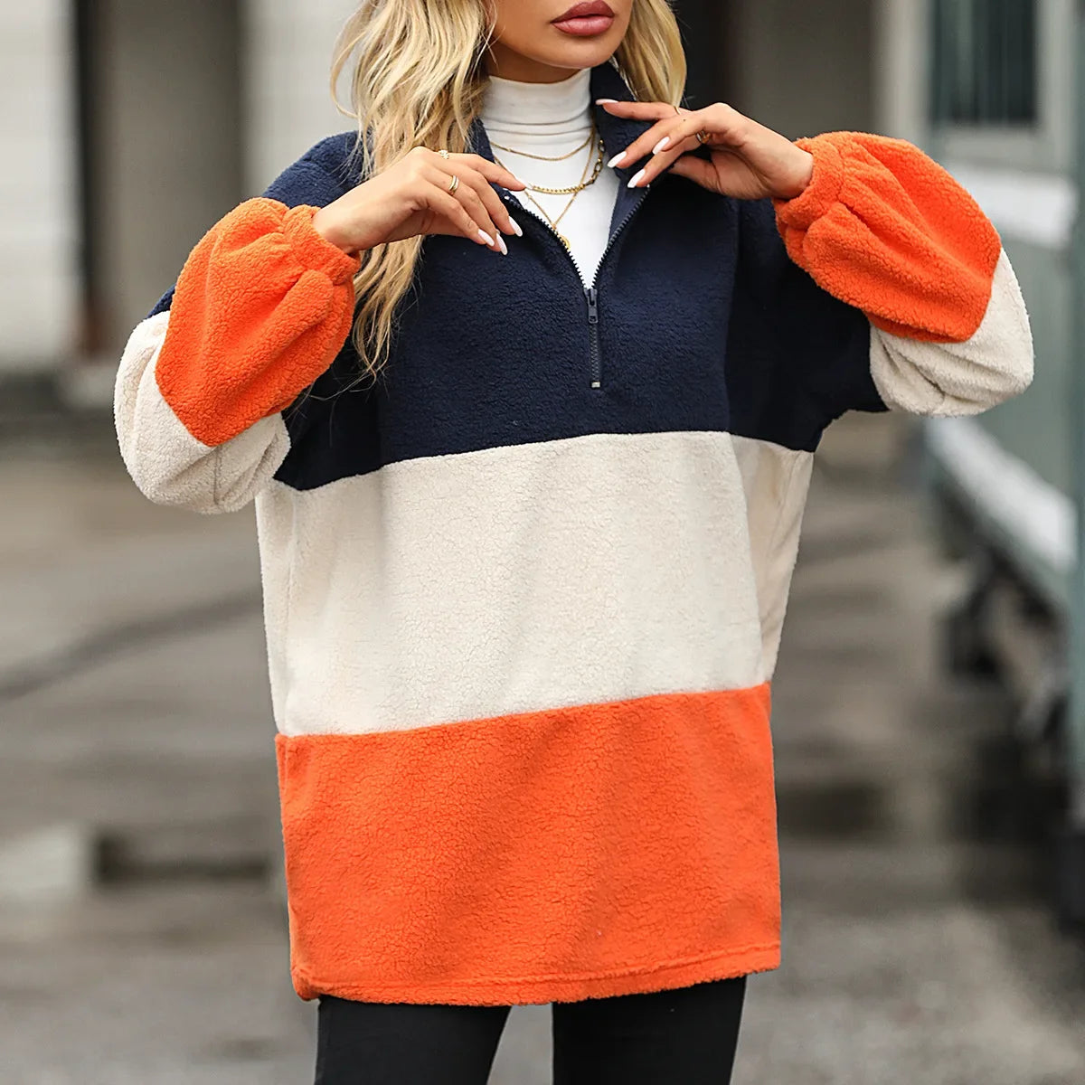 Colorblock Zip Sweater Dress