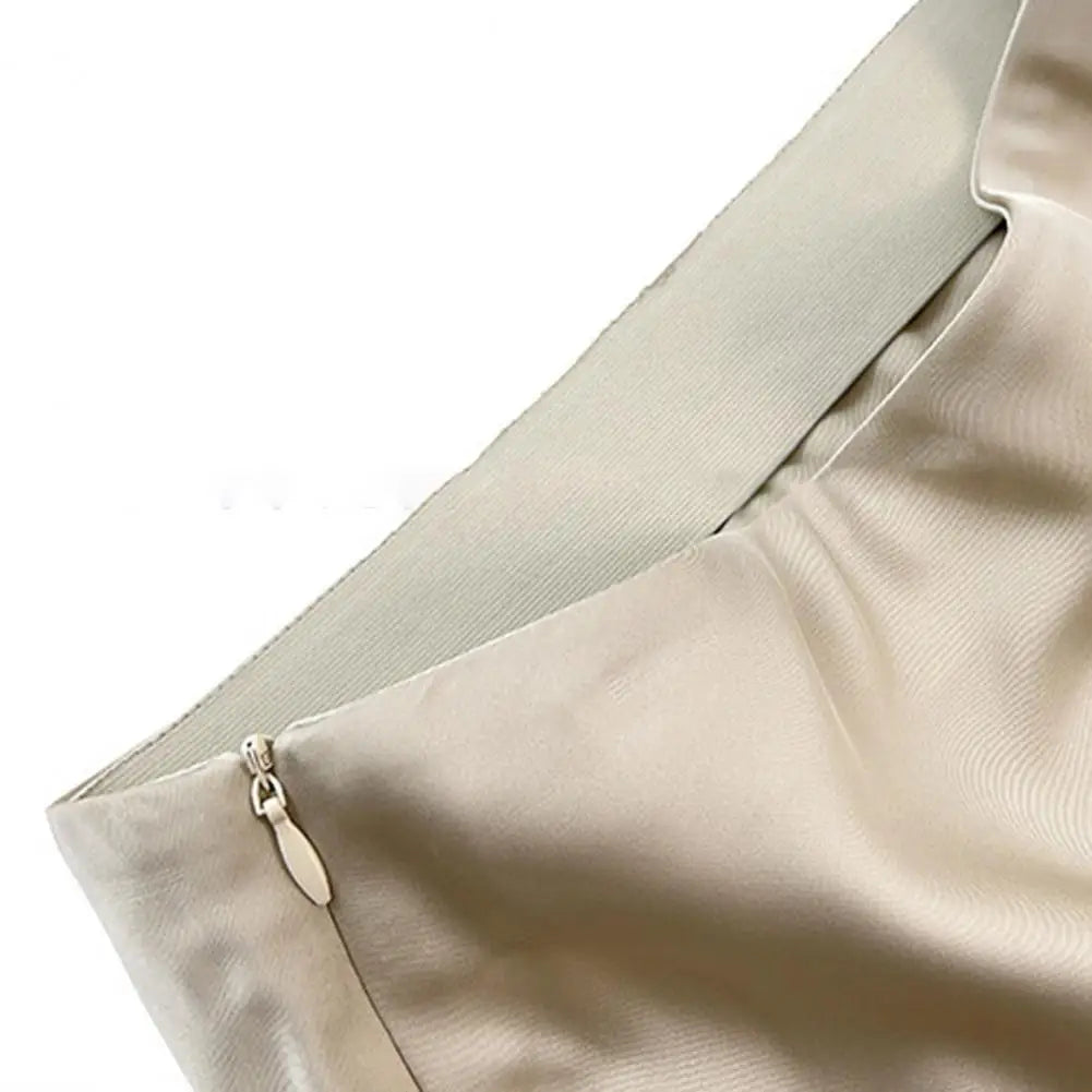 Elegant Faux Silk Satin Maxi Skirt