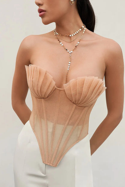 Strapless Sheer Mesh Mermaid Corset