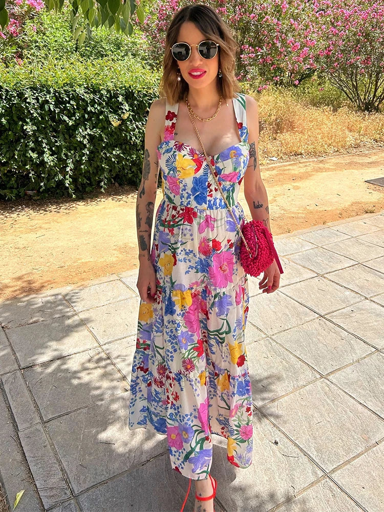 Flower Slip Midi Dress