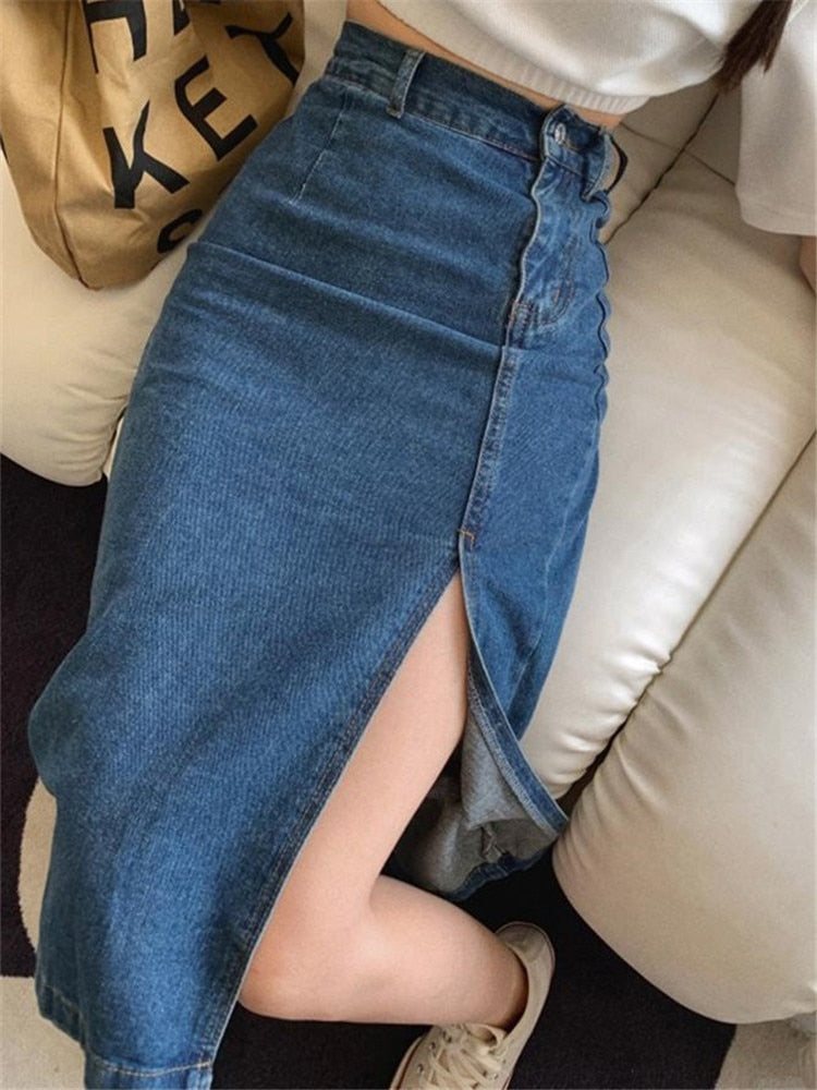 Midi Denim Skirts