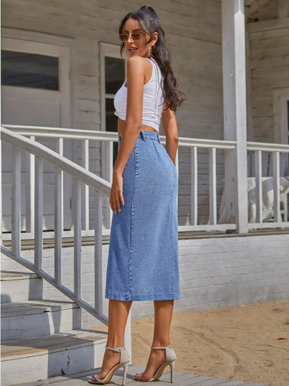 Longline Denim Skirt