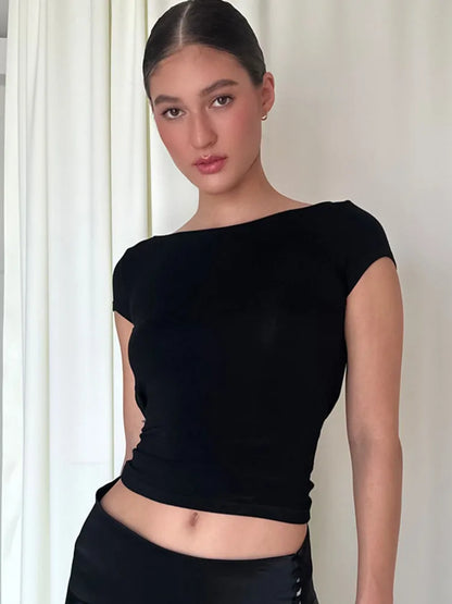 Backless Black Crop Top 