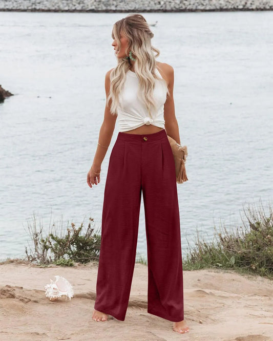 Solid Wide Leg Pants