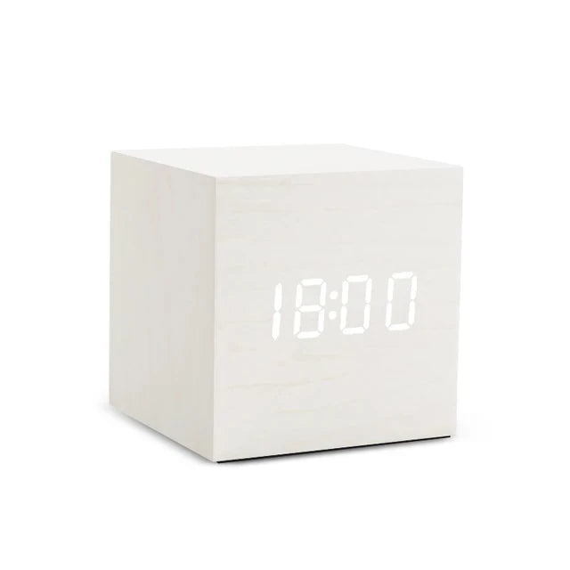 Wooden Digital Alarm Clock with Temperature Sound Control