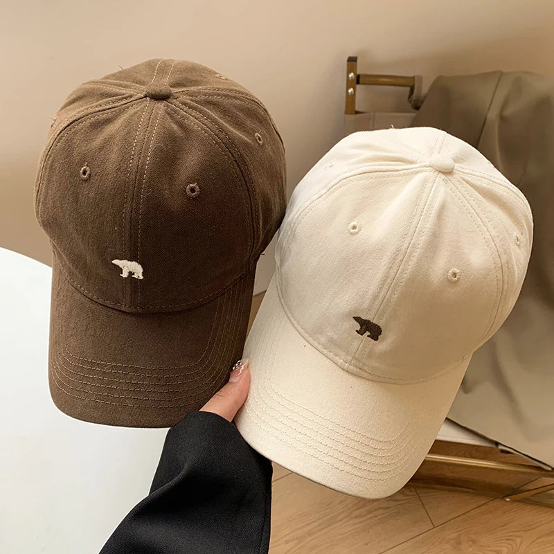 Baseball Caps with Embroidered Polar Bear