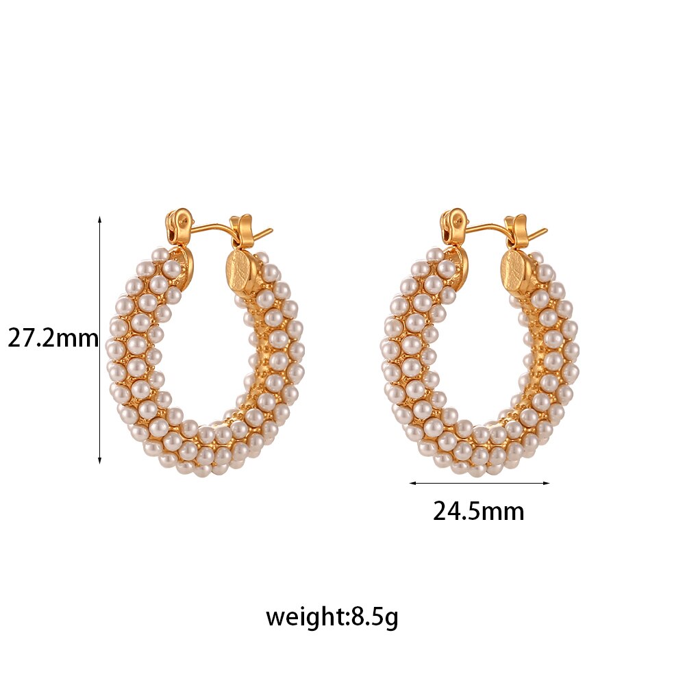 Pearl Round Hoop Earrings