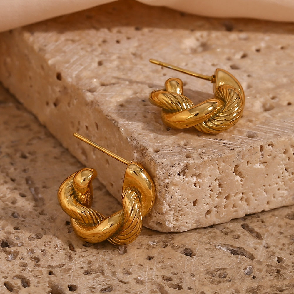 Twisted Round Hoop Earrings