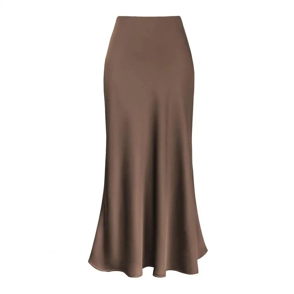 Elegant Faux Silk Satin Maxi Skirt