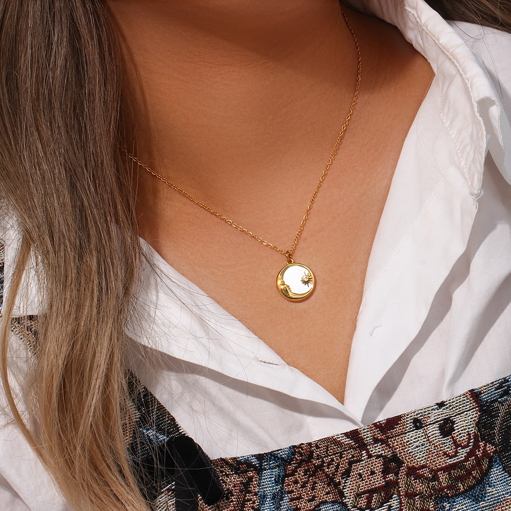 Moon Star Circle Necklace