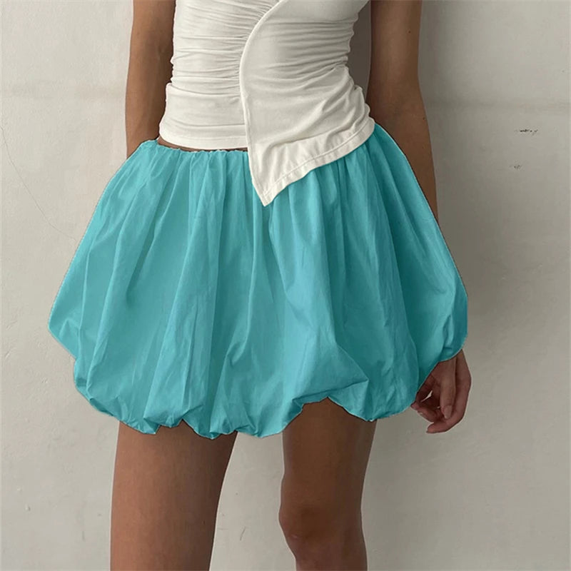 Ruffle Hem A Line Puffy Mini Skirts