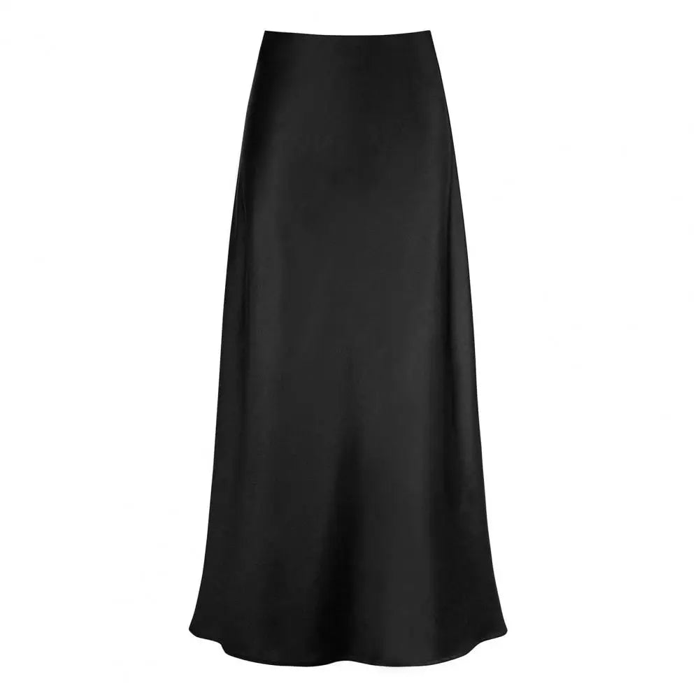 Elegant Faux Silk Satin Maxi Skirt