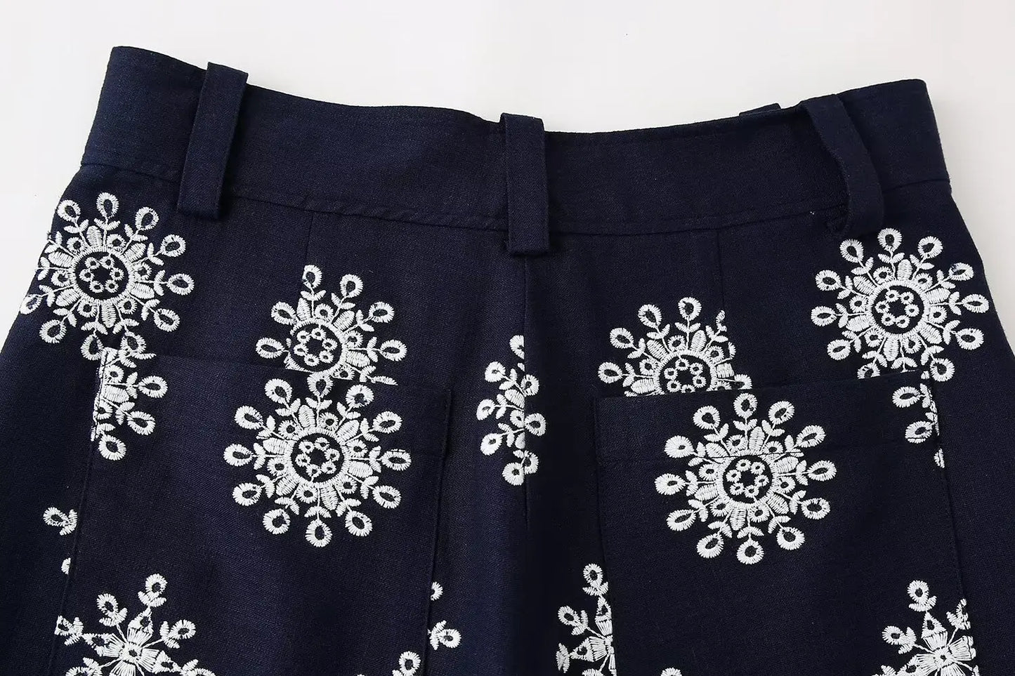 Embroidery Wide Leg Pants