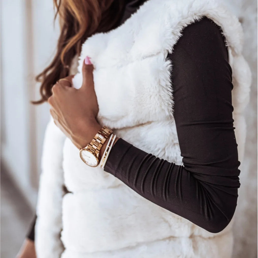 Fluffy Sleeveless Coat