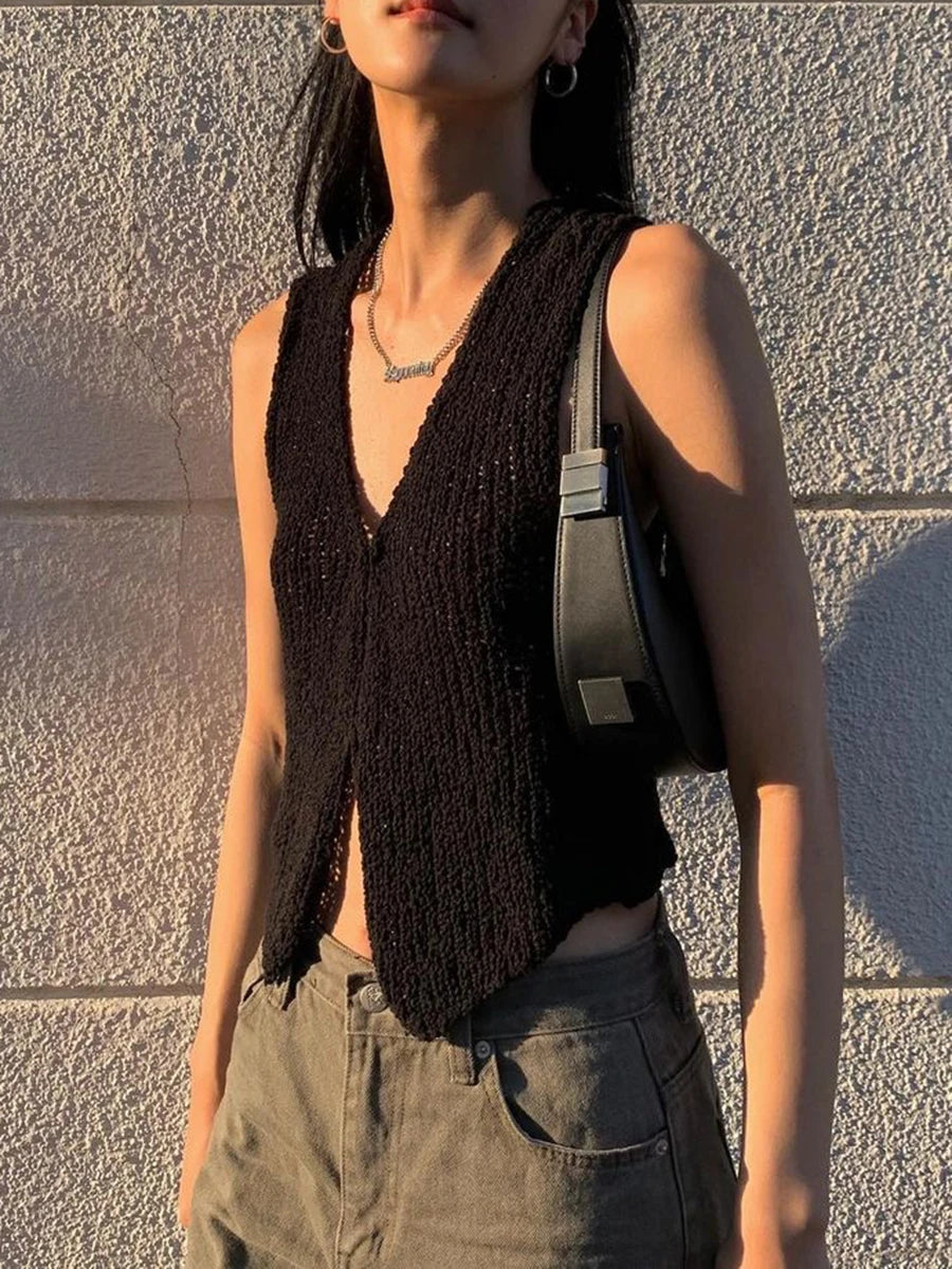 Knitting Vest Black