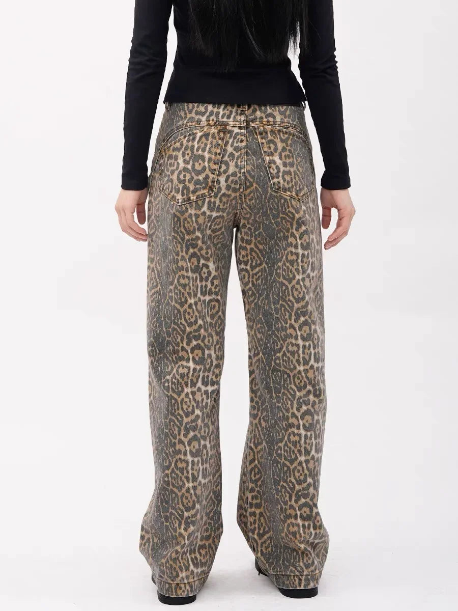 Leopard Print Loose Jeans