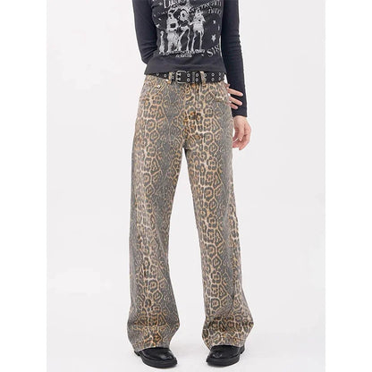 Leopard Print Loose Jeans