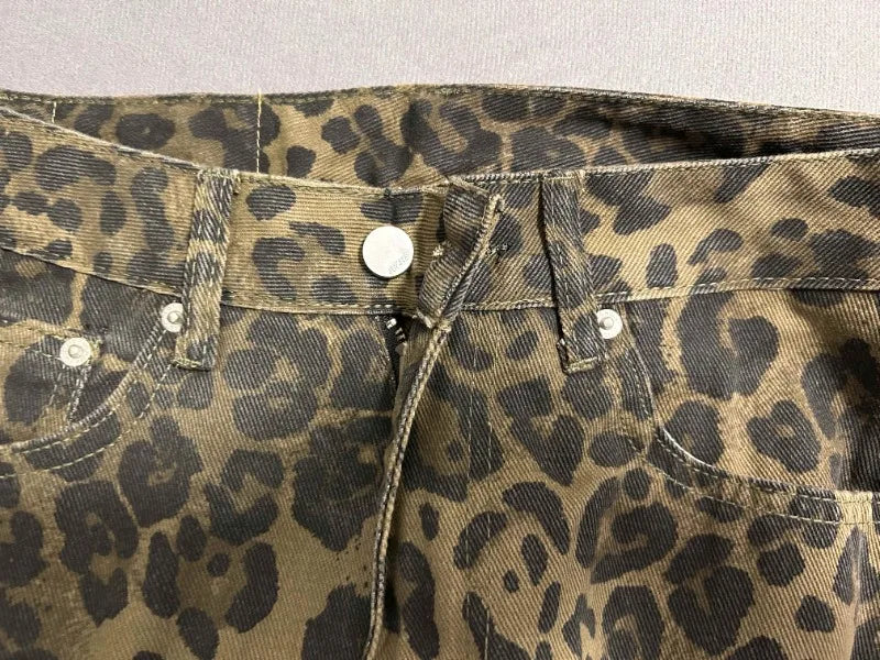 Leopard Print Loose Jeans