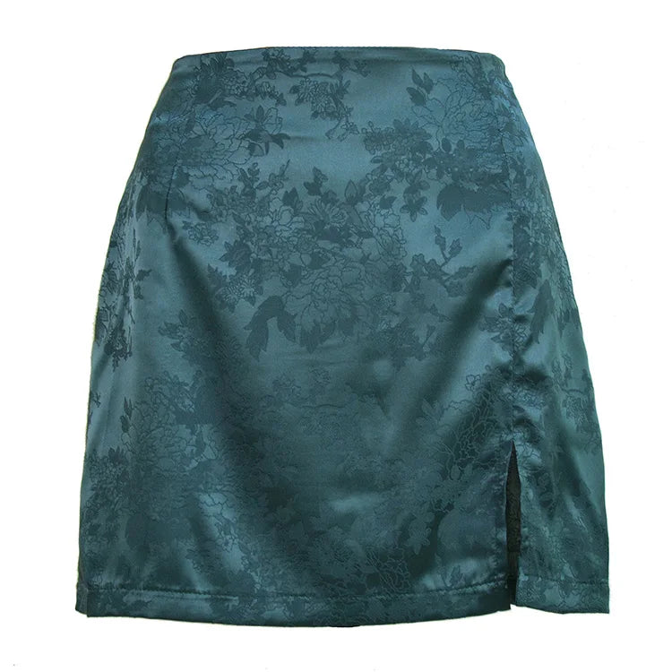 Elegant High Waist Split Mini Skirt