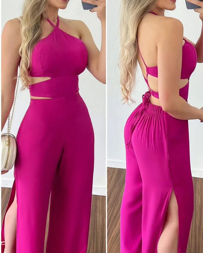 Criss Cross Backless Jumpsuit