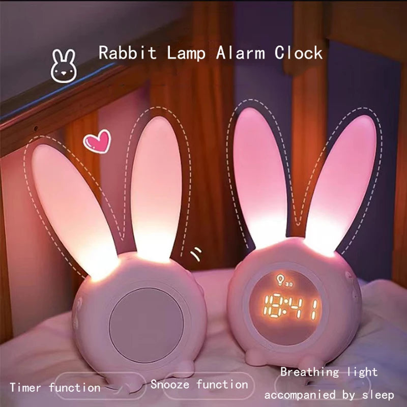 Home Timed Alarm Clock Silicone Rabbit Light