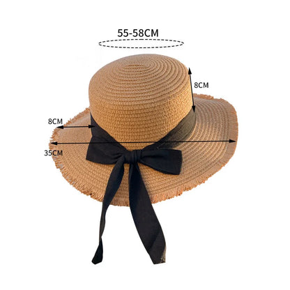 Bow Ribbon Straw Cap