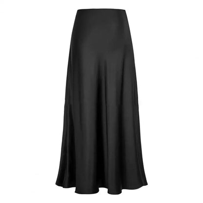 Elegant Faux Silk Satin Maxi Skirt