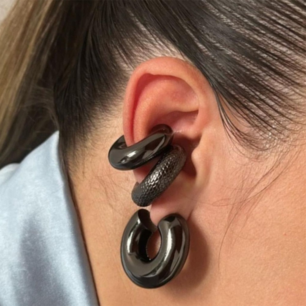 Black Chunky Hoops